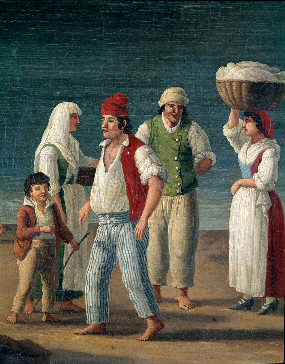 Fishermen and peasant women from Barletta, Italy - Detail Painting by Jacob Philipp Hackert dit Hackert d