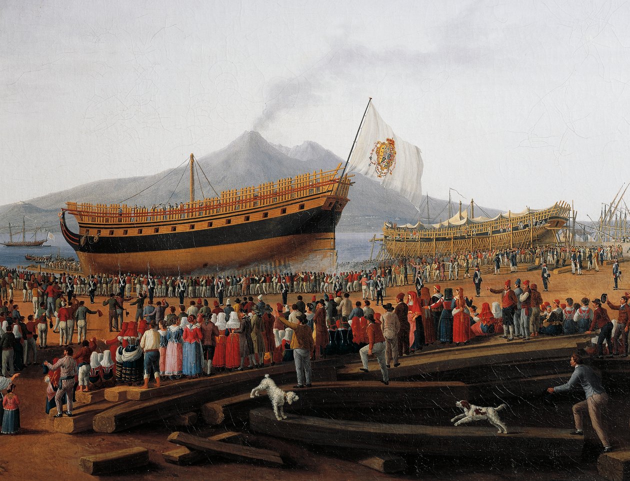 Launch of ship in Castellammare di Stabia shipyard (oil on canvas) بواسطة جاكوب فيليب هاكيرت