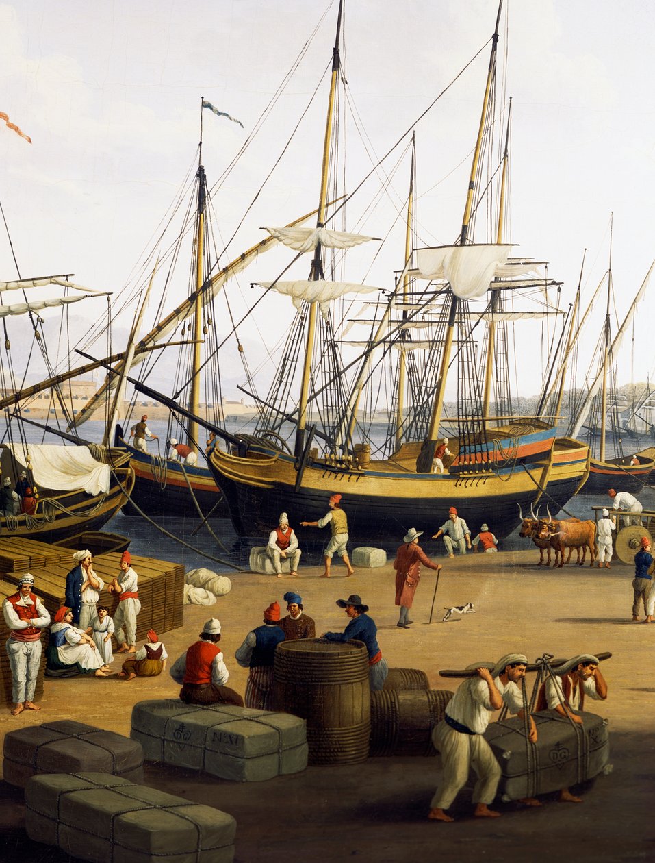 Longshoremen, detail of View of Port of Messina from Palazzo del Senato بواسطة جاكوب فيليب هاكيرت