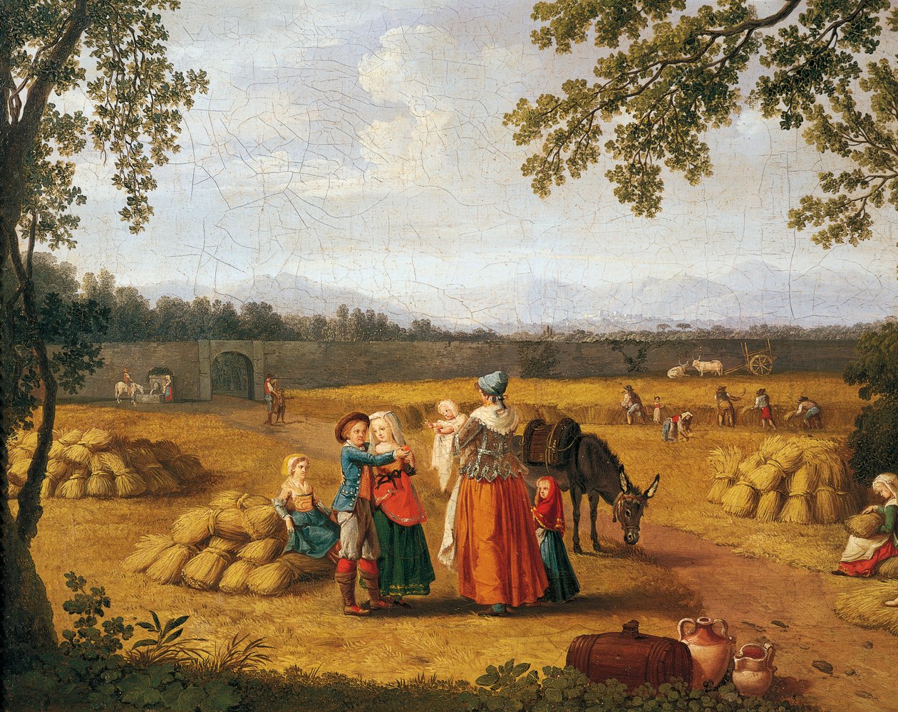 Royal family reaping on Carditello Estate (oil on canvas) بواسطة جاكوب فيليب هاكيرت