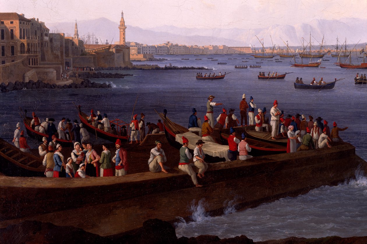 The Bay of Naples near Santa Lucia Showing the Naval Fleets Returning from Algiers بواسطة جاكوب فيليب هاكيرت