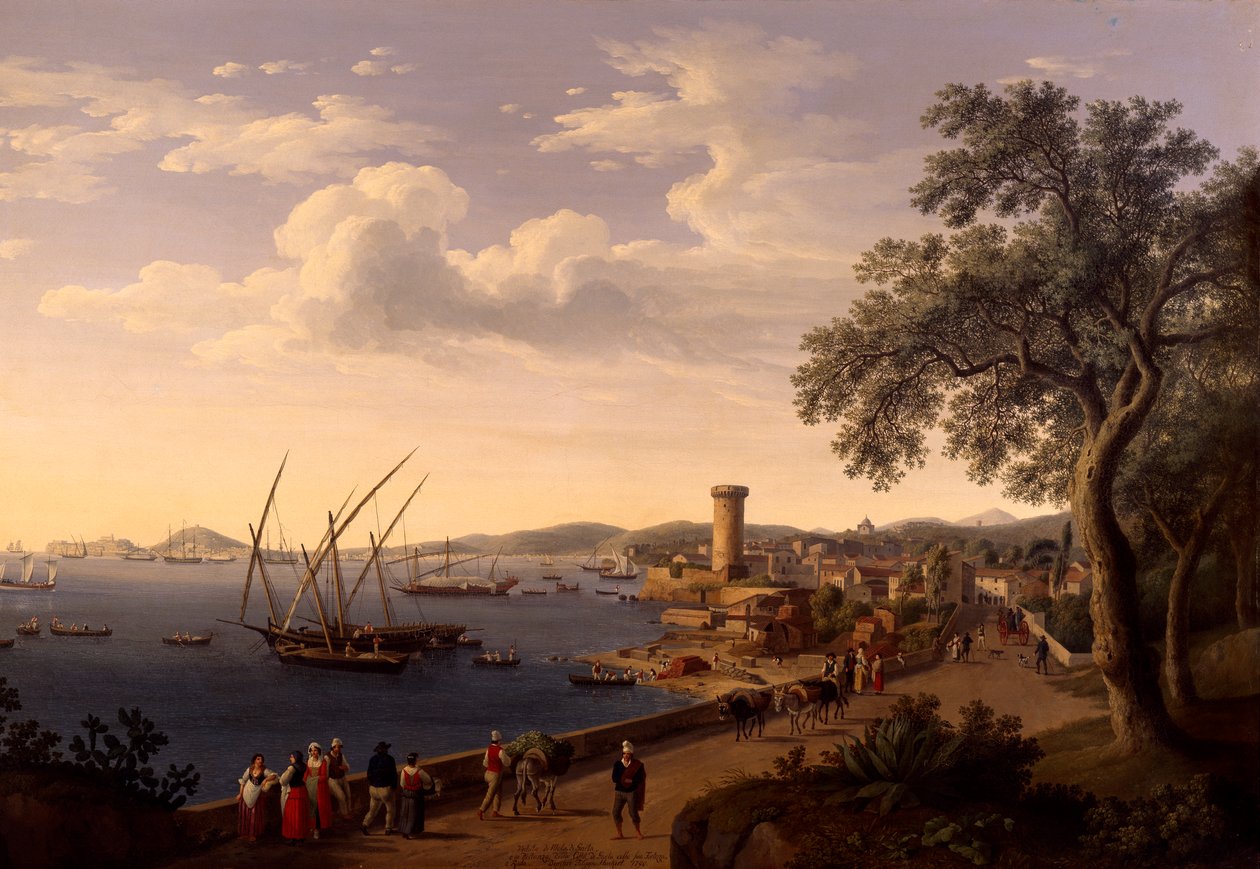 The Port of Gaeta, the Pier and the Fortress, by Jacob Philipp Hackert بواسطة جاكوب فيليب هاكيرت