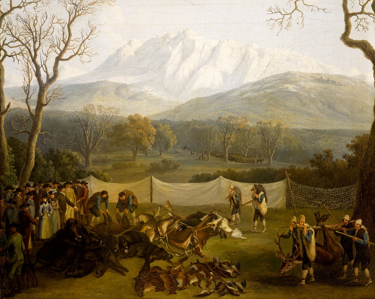 Winter: hunting in Persano reserve (oil on canvas) بواسطة جاكوب فيليب هاكيرت