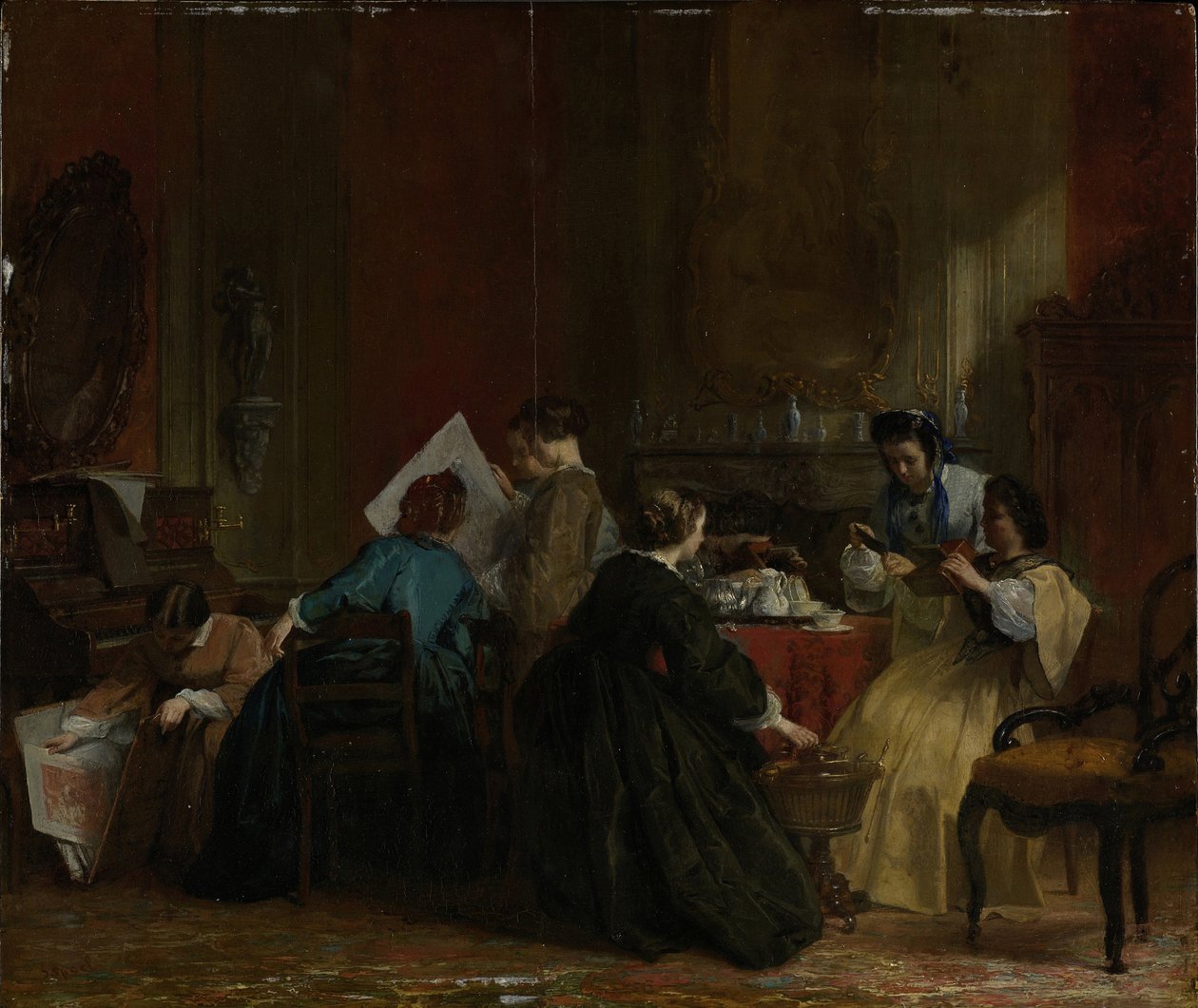 شركة سيدات يشاهدن الصور المجسمة قبل عام 1868 بواسطة يعقوب سبويل