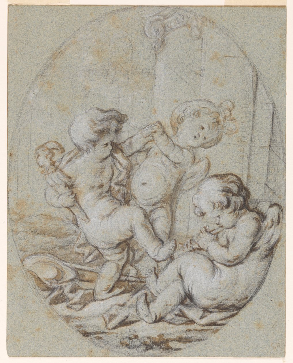 ثلاثة Putti: تصميم للوحة Grisaille بواسطة يعقوب دي فيت