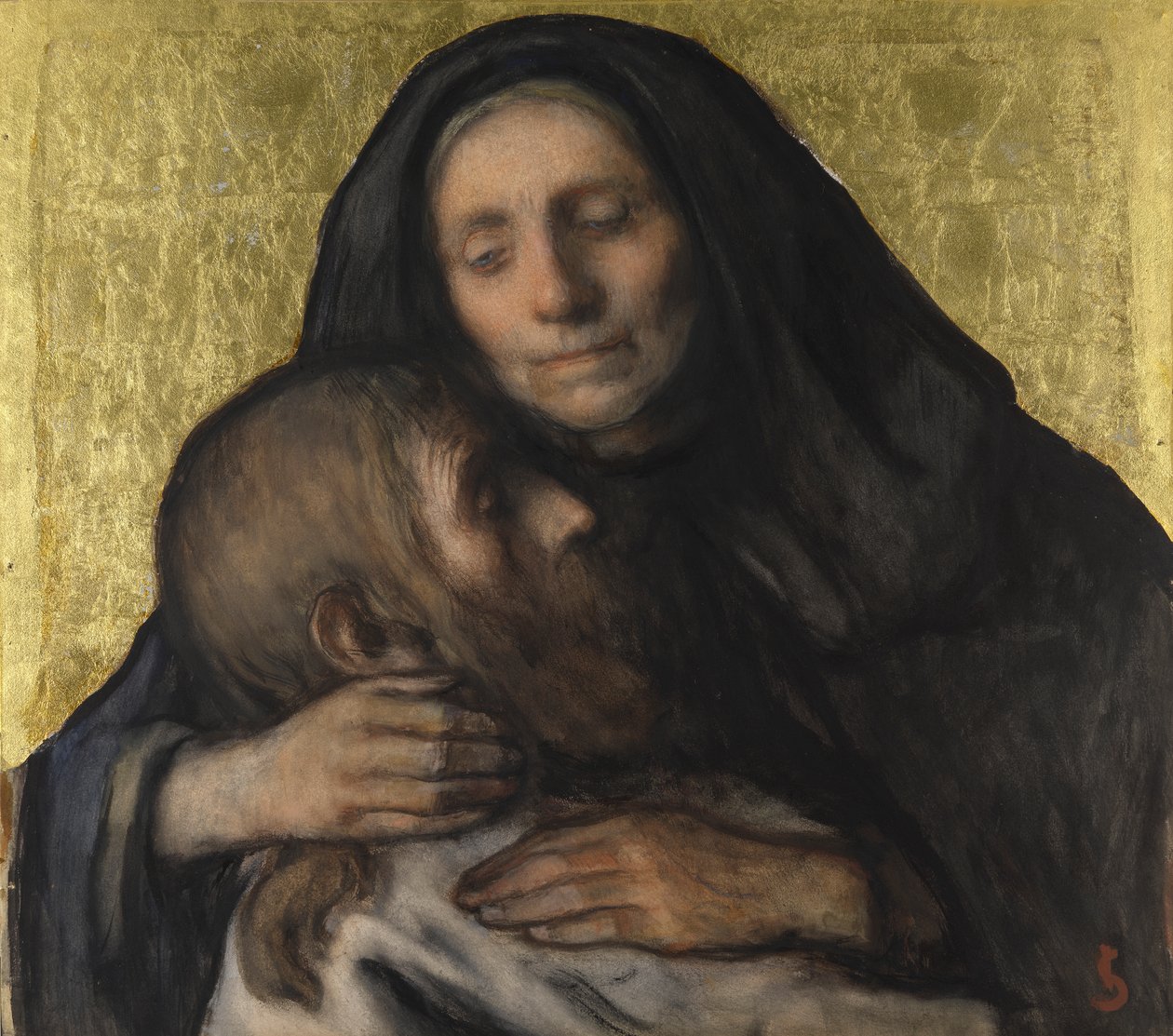 Pietà (غواش على ورق بأوراق الذهب) بواسطة جاكوبس سميتس