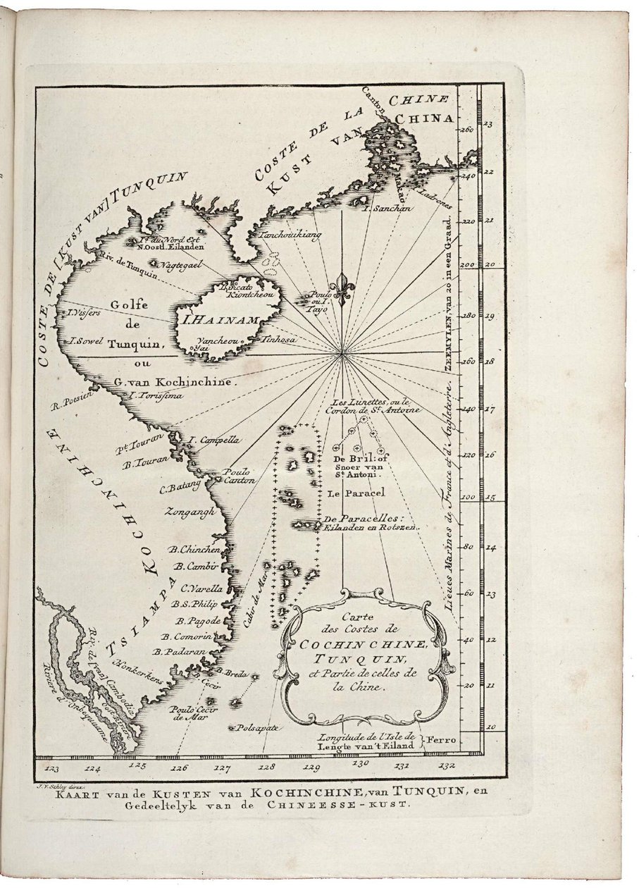 خريطة ساحل تونكوين وكوتشينتشينا بواسطة Jacobus van der Schley