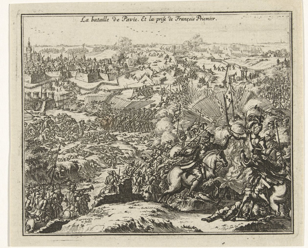 معركة بافيا القبض على فرانسيس الأول ملك فرنسا La bataille de Pavie. Et la prize de François Priemier (العنوان على الكائن) بواسطة جاكوبوس هاروين