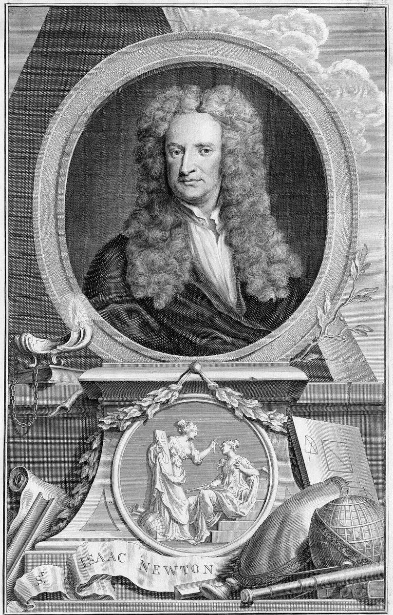 إسحاق نيوتن 1642-1727 ، عالم رياضيات إنجليزي ، فلكي و فيزيائي ، 1738 بواسطة يعقوب Houbraken