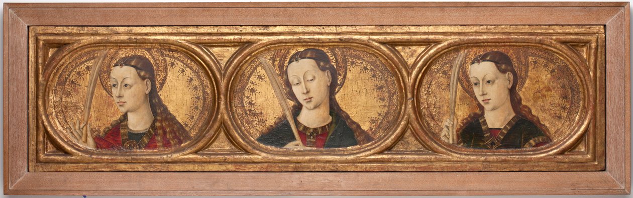 ثلاثة شهداء عذراء (طلاء على لوح خشبي) بواسطة Jacomart c.1413 61 باكو