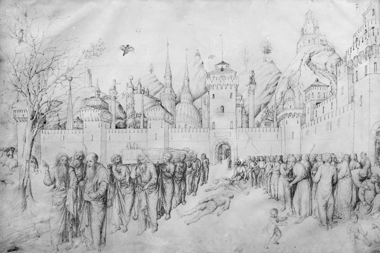 جنازة العذراء ، من ألبوم رسومات جاكوبو بيليني (القلم والحبر على الرق) بواسطة جاكوبو بيليني
