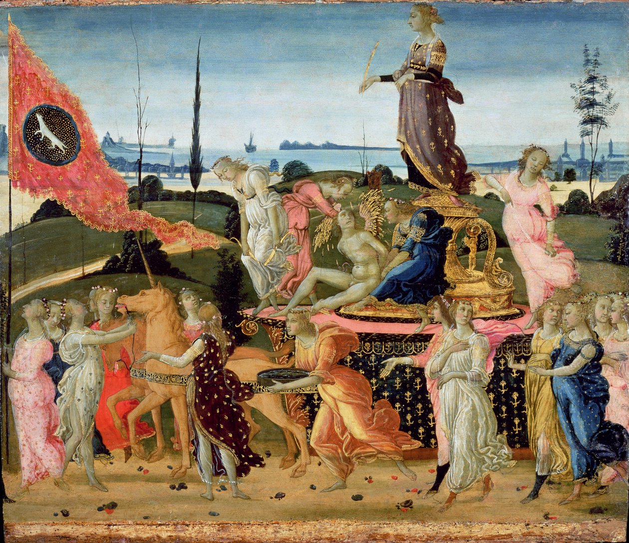 انتصار العفة ، مستوحاة من &39;انتصار&39; بترارك (1304-74) (انظر 194159 لمزيد من التفاصيل) بواسطة Jacopo del Sellaio
