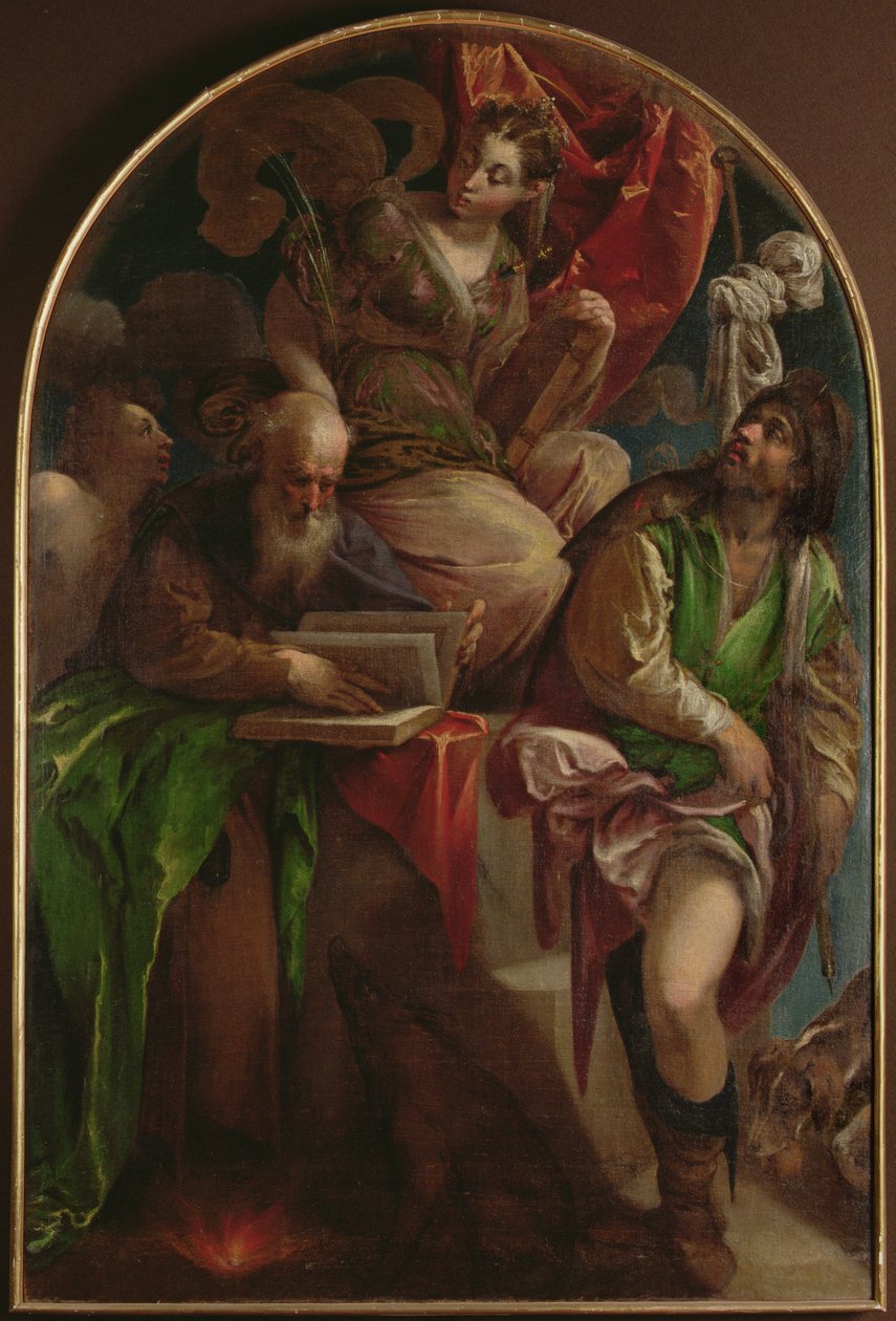 سانت يوستينا بادوا محشورة مع سانت سيباستيان ، سانت أنتوني أبوت وسانت روش ، c.1557-60 بواسطة جاكوبو باسانو
