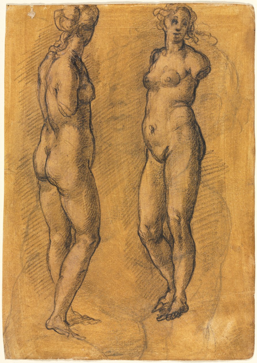 نسخة من تمثال عتيق لامرأة واقفة وجهان نظر ، على رسم تخطيطي لبوتو ، 1570s. بواسطة جاكوبو شيمنتي