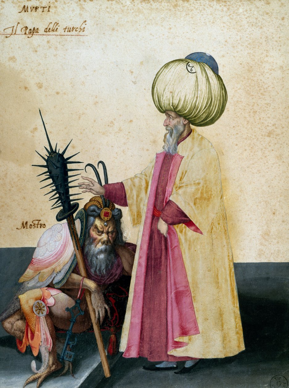 Mufti and monster, drawing by Jacopo Ligozzi (1547-1627) بواسطة جاكوبو ليغوزي