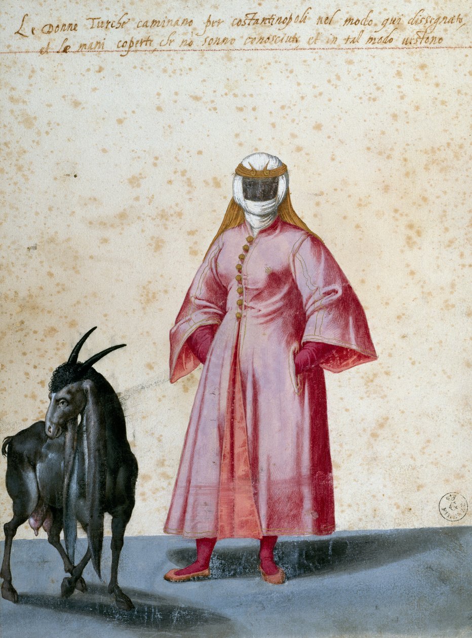 Turkish woman with goat, drawing by Jacopo Ligozzi (1547-1627) بواسطة جاكوبو ليغوزي