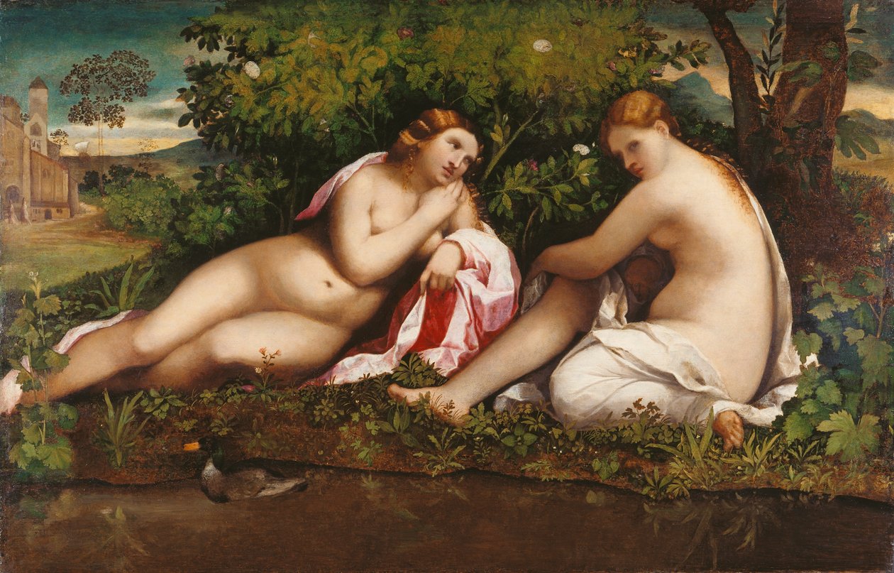 حوريتان في Rest Jupiter و Callisto ، ج. 1520. بواسطة Jacopo Palma il Vecchio الأكبر