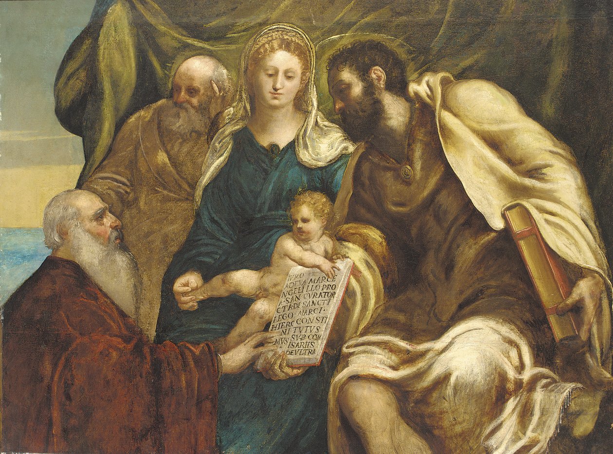 العائلة المقدسة ودوج رانييري (زيت على قماش) بواسطة Jacopo Robusti (استوديو) (Attr. to) Tintoretto
