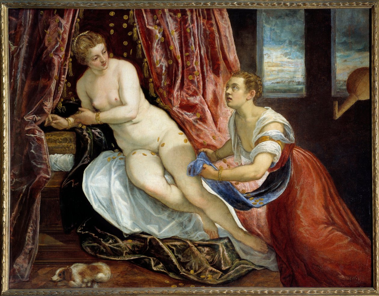 Danae Zeus ، تتحول إلى قطع ذهبية لإغواء Danae. رسم جاكوبو روبوستي ديت لو تينتوريت (تينتوريتو) (1518-1594) صن. 1،42x1،82 م ليون ، متحف الفنون الجميلة بواسطة جاكوبو روبوستي تينتوريتو