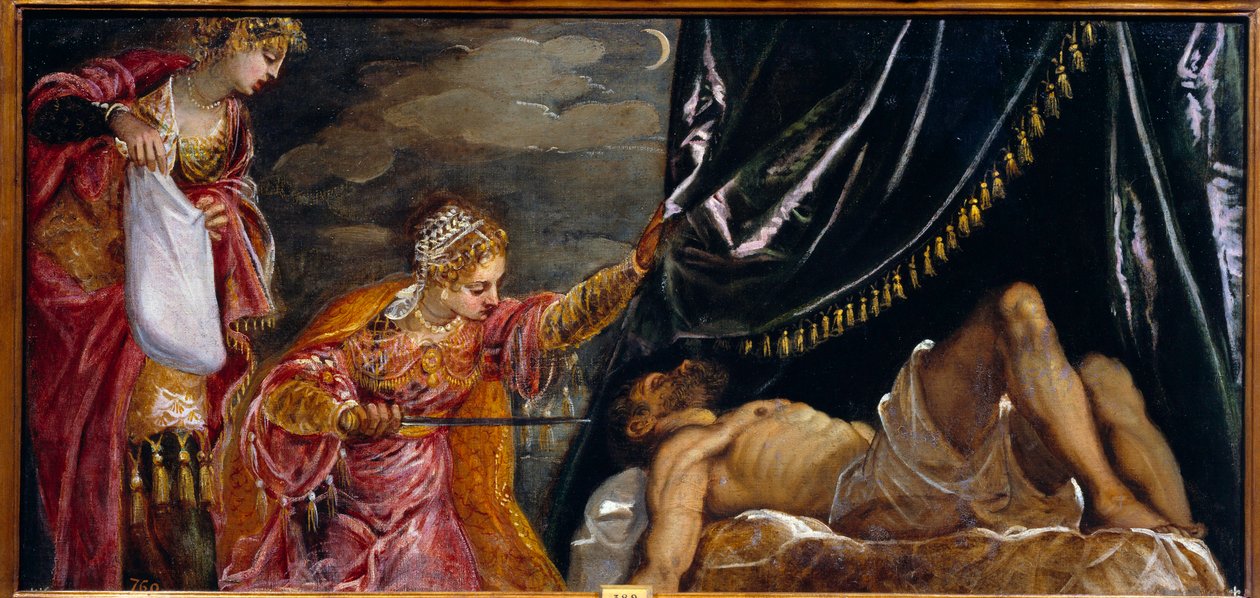 جوديث وهولوفيرن لوحة لجاكوبو روبوستي تسمى The Tintoret (Il Tintoretto) (1518-1594) القرن السادس عشر الشمس. 0،58 × 1،19 م مدريد ، متحف دو برادو بواسطة جاكوبو روبوستي تينتوريتو