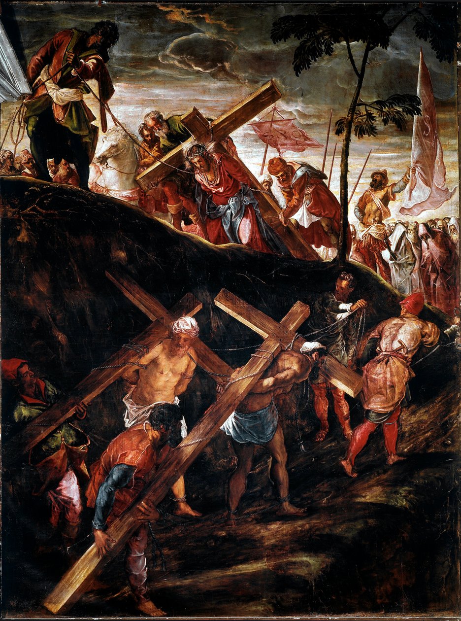 La Montee au Calvary (The Way of the Cross) (The Carriage of the Cross) Painting by Jacopo Robusti dit le Tintoret (Tintoretto) (1518-1594) 1566-1567 Sun. 515x390 cm venise, scuola di san Rocco بواسطة جاكوبو روبوستي تينتوريتو