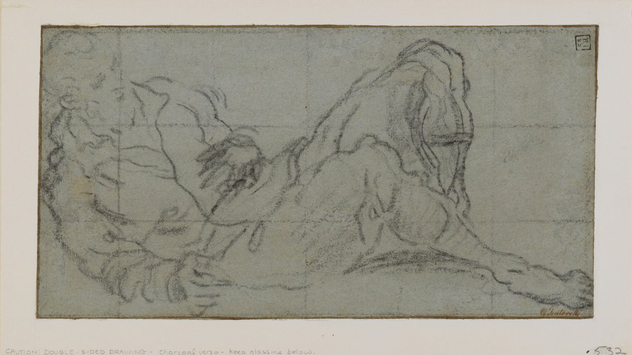 مستلق الشكل الذكور ، 1560-9 (الطباشير على الورق) بواسطة جاكوبو روبوستي تينتوريتو