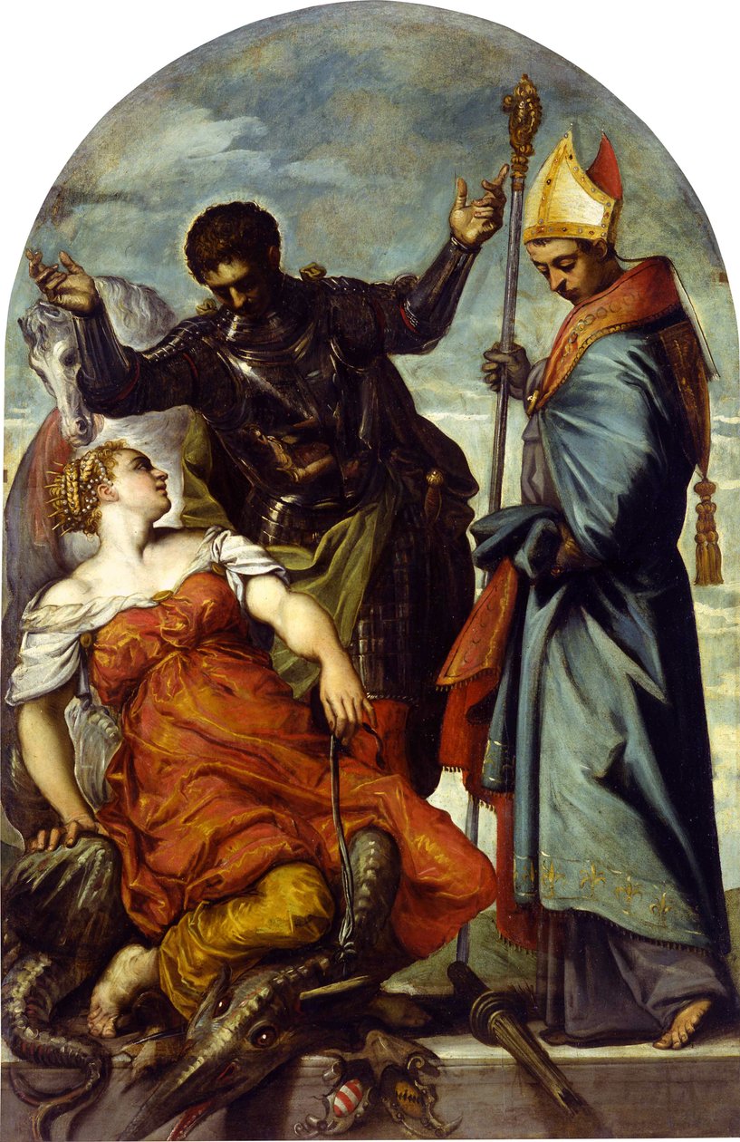 سانت لويس من تولوز وسانت جورج ، 1552. بواسطة جاكوبو روبوستي تينتوريتو