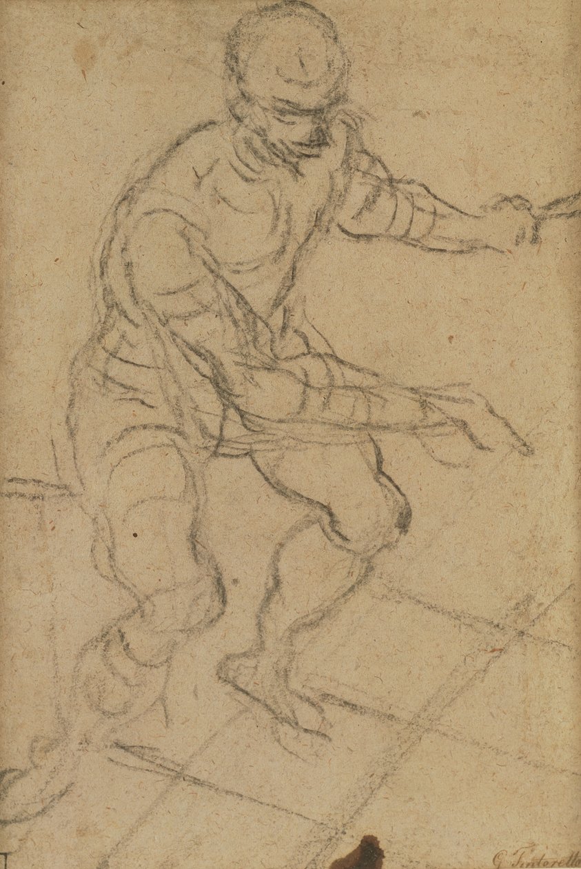 الرجل الجالس من الأعلى (الطباشير الأسود على الورق) (المستقيم) (انظر 160813 لمعرفة الصفحة) بواسطة جاكوبو روبوستي تينتوريتو