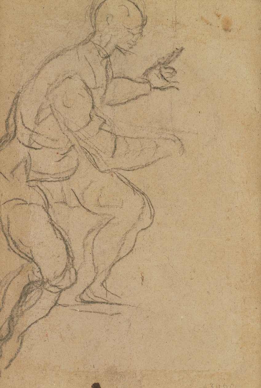 رجل جالس يُرى من الأسفل (طباشير أسود على ورق) (الصفحة الرئيسية) (انظر 160812 لمعرفة المستقيم) بواسطة جاكوبو روبوستي تينتوريتو