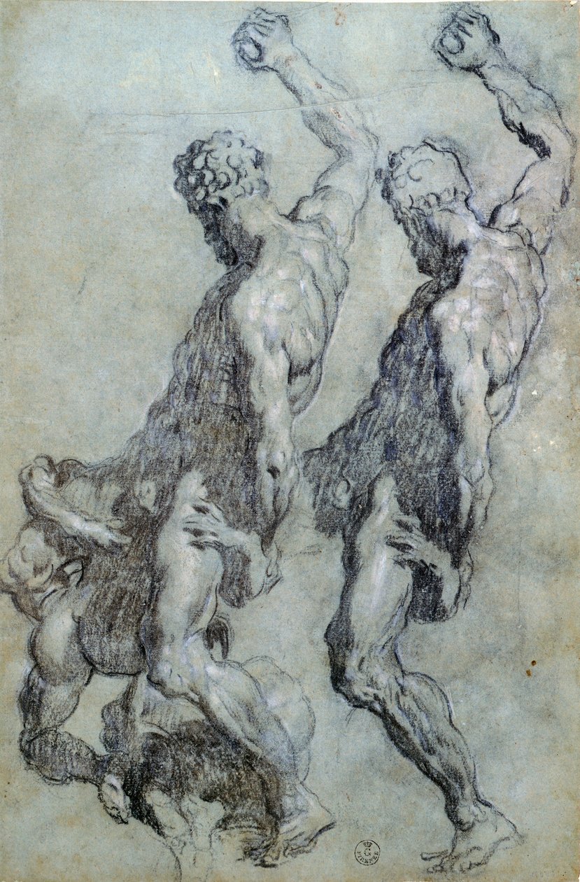 دراسة الأشكال من قبل جاكوبو روبوستي المعروف باسم تينتوريتو (1518-1594) ، الرسم بالقلم الرصاص الأسود والفحم. بواسطة جاكوبو روبوستي تينتوريتو