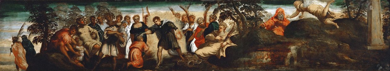 التنبؤ لديفيد - جاكوبو تينتوريتو (1518-1594). زيت على خشب ، حوالي 1545. الأبعاد: 29x153،5 سم. متحف تاريخ الفن ، فيين بواسطة جاكوبو روبوستي تينتوريتو