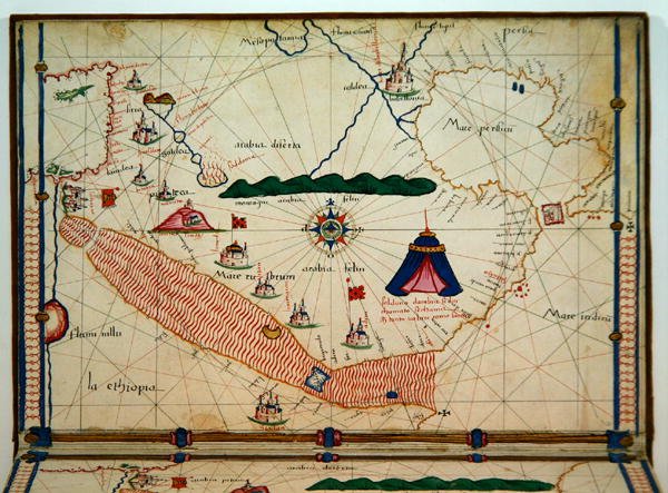 Ms Ital 550.0.3.15 fol.5v خريطة البحر الأحمر ، من Carte Geografiche بواسطة جاكوبو روسو
