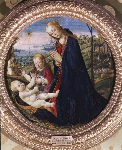 العشق للمسيح الطفل (لوحة) بواسطة Jacopo del Sellaio