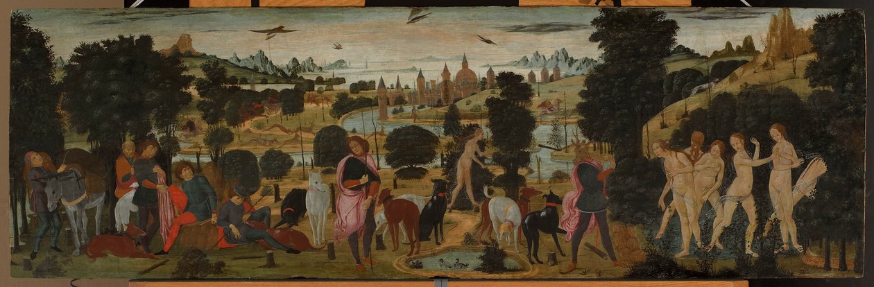 ديانا واكتايون بواسطة Jacopo del Sellaio