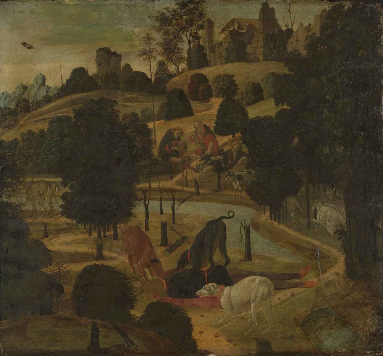 وفاة أكتايون بواسطة Jacopo del Sellaio