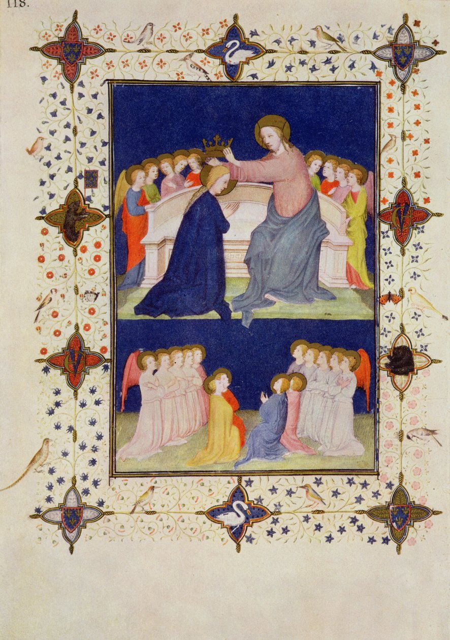 MS 11060-11061 ساعات من نوتردام: شكوى ، تتويج العذراء ، من "Tres Riches Heures du Duc de Berry" بواسطة Jacquemart de Hesdin
