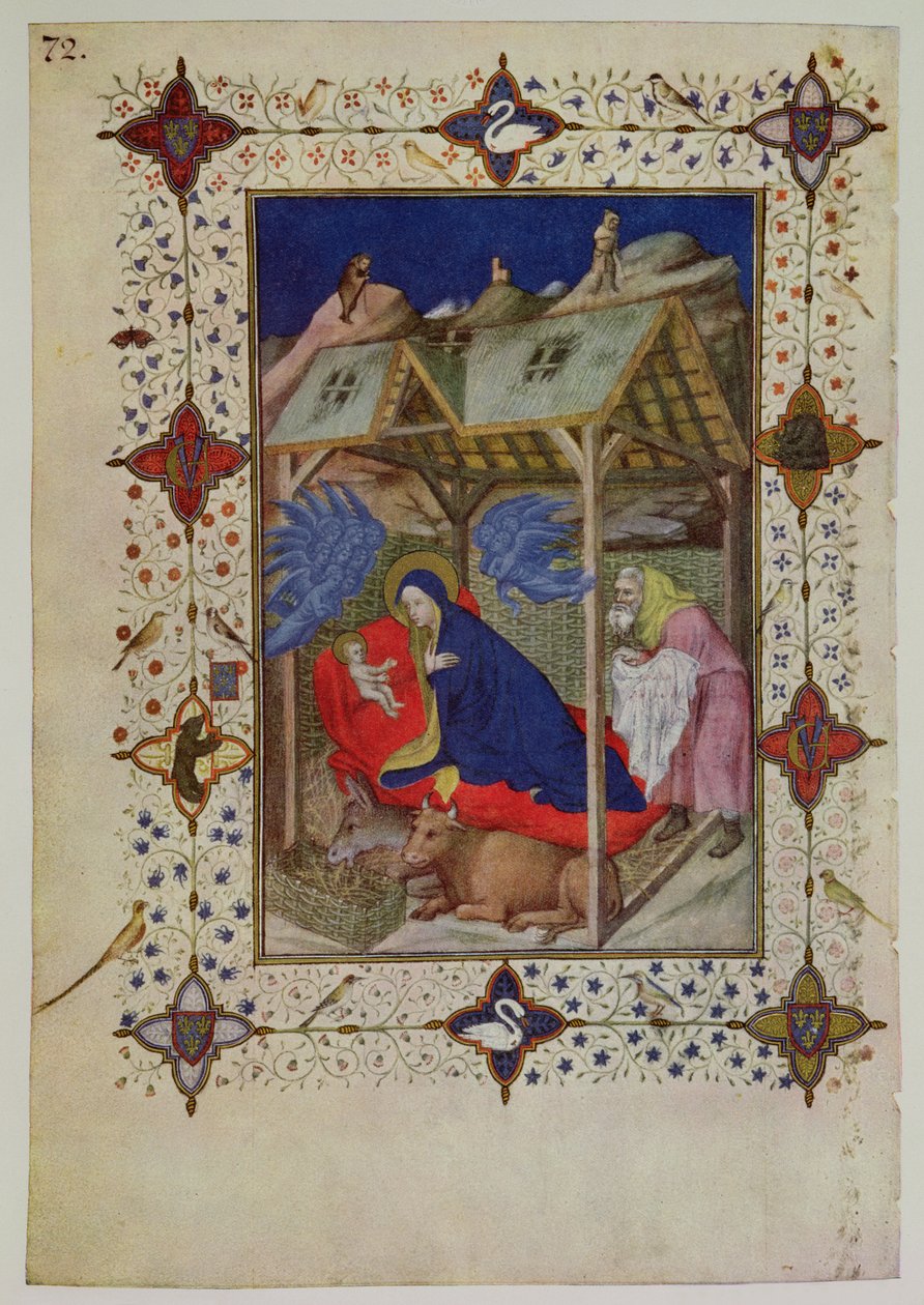 MS 11060-11061 ساعات نوتردام: Prime ، ولادة المسيح ، من "Tres Riches Heures du Duc de Berry" (259702 لمزيد من التفاصيل) بواسطة Jacquemart de Hesdin