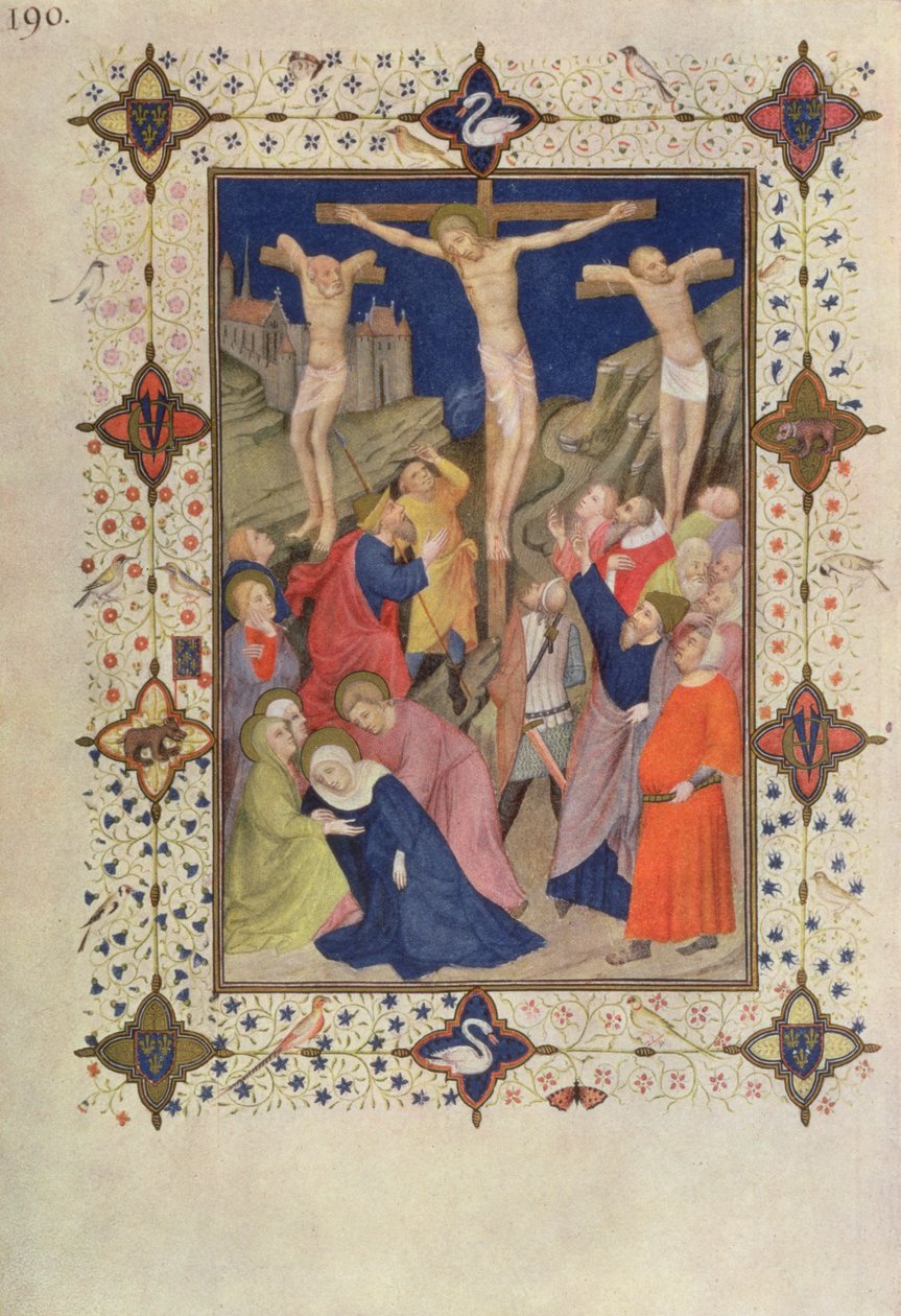 MS 11060-11061 ساعات الصليب: لا شيء ، يسوع على الصليب ، من "Tres Riches Heures du Duc de Berry" بواسطة Jacquemart de Hesdin