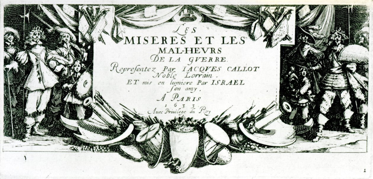 الواجهة ، اللوحة 1 من "البؤس ومصائب الحرب" ، نقشها إسرائيل هنرييت (c.1590-1661) 1633 بواسطة جاك كالوت