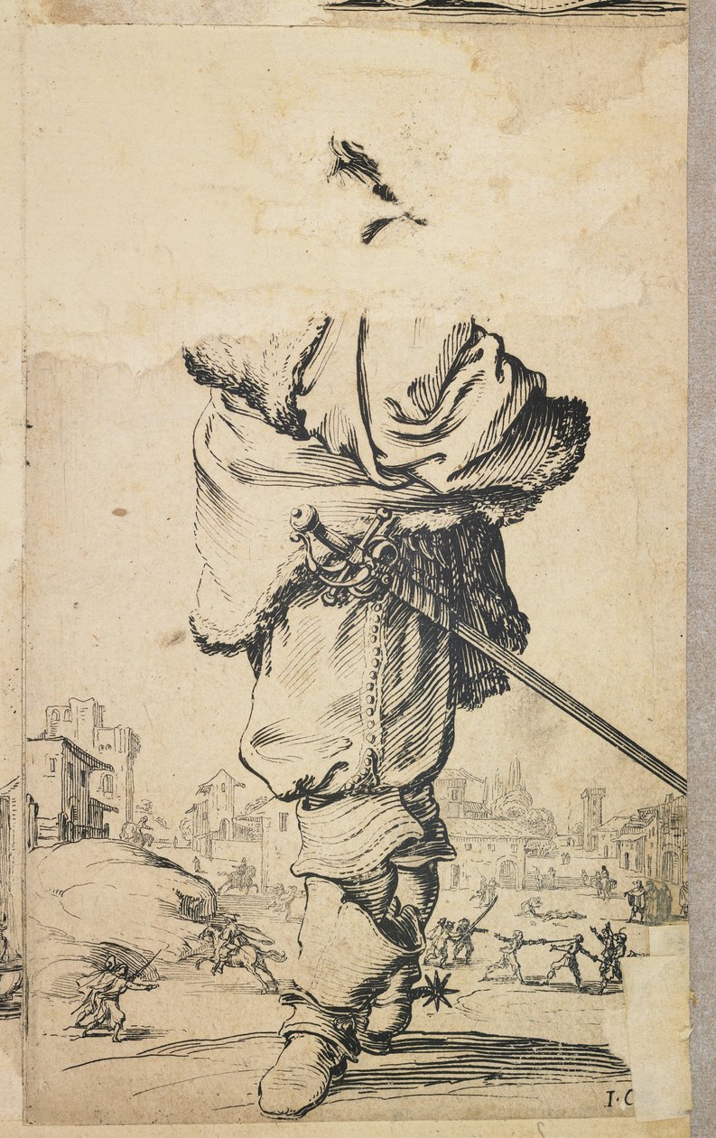 نوبل مع صدرية الفراء ، من La Noblesse de Lorraine (verso) ، ج. 1620-23 بواسطة جاك كالوت