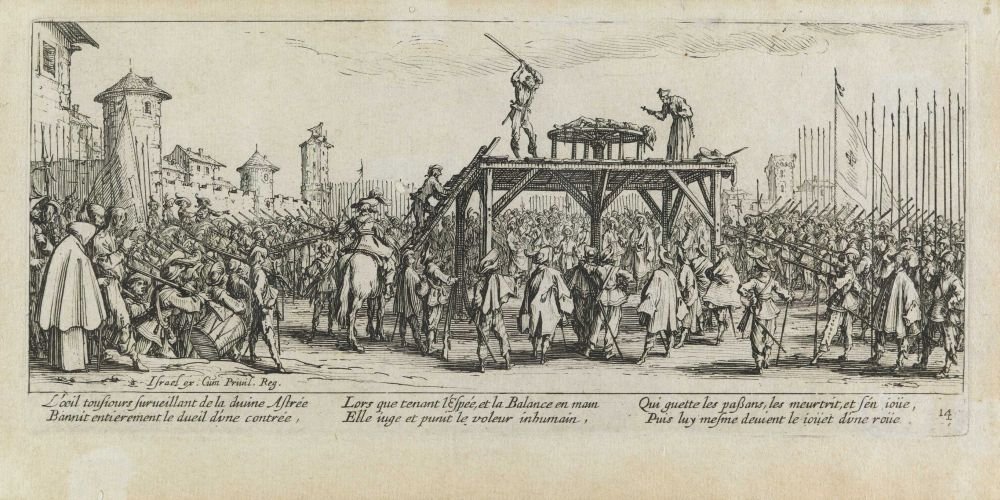 تعذيب العجلة The Misery and Bad Times of War، pl. 14 بواسطة جاك كالوت