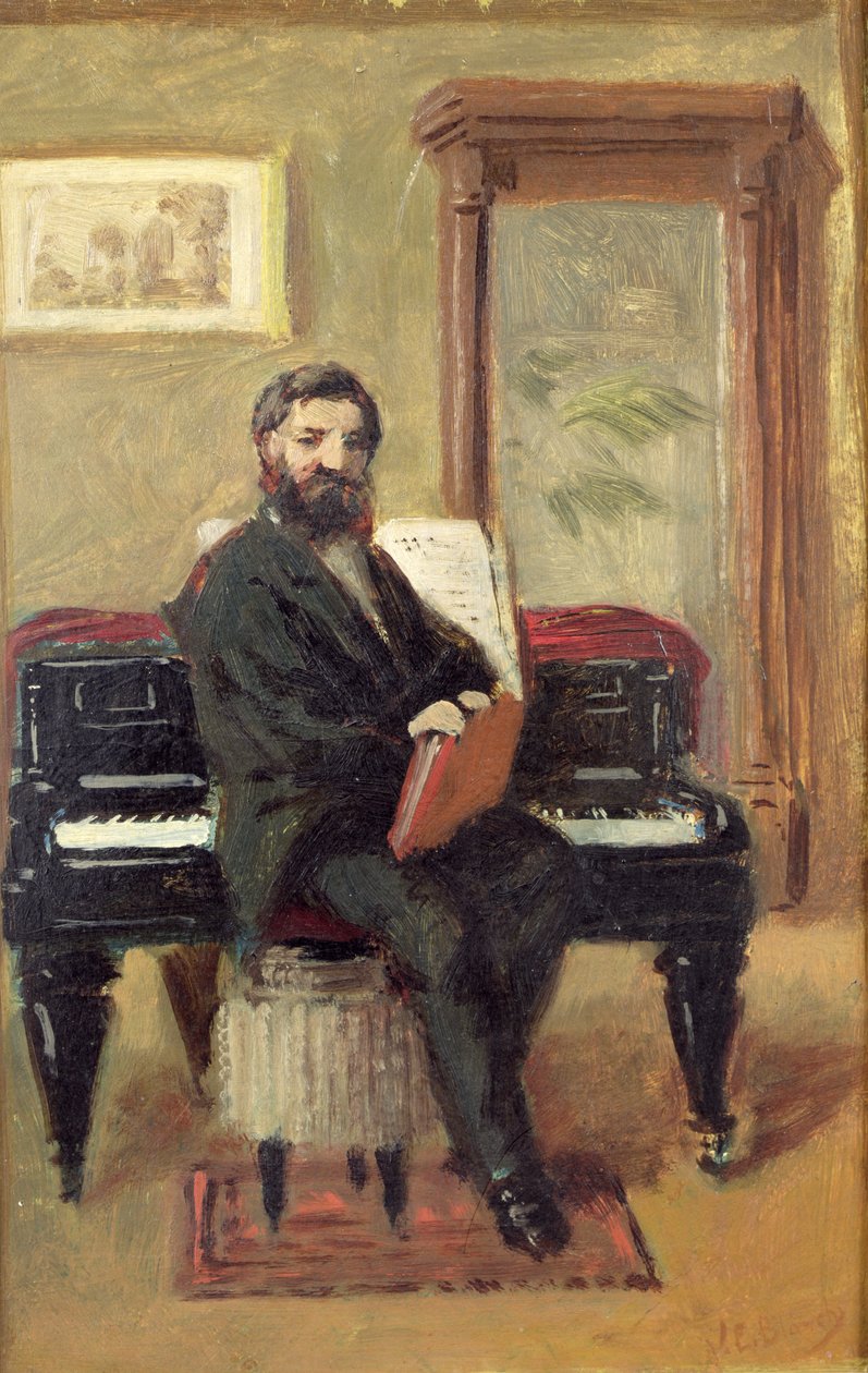 كلود أخيل ديبوسي (1862-1918) في بيانو بواسطة جاك اميل بلانش