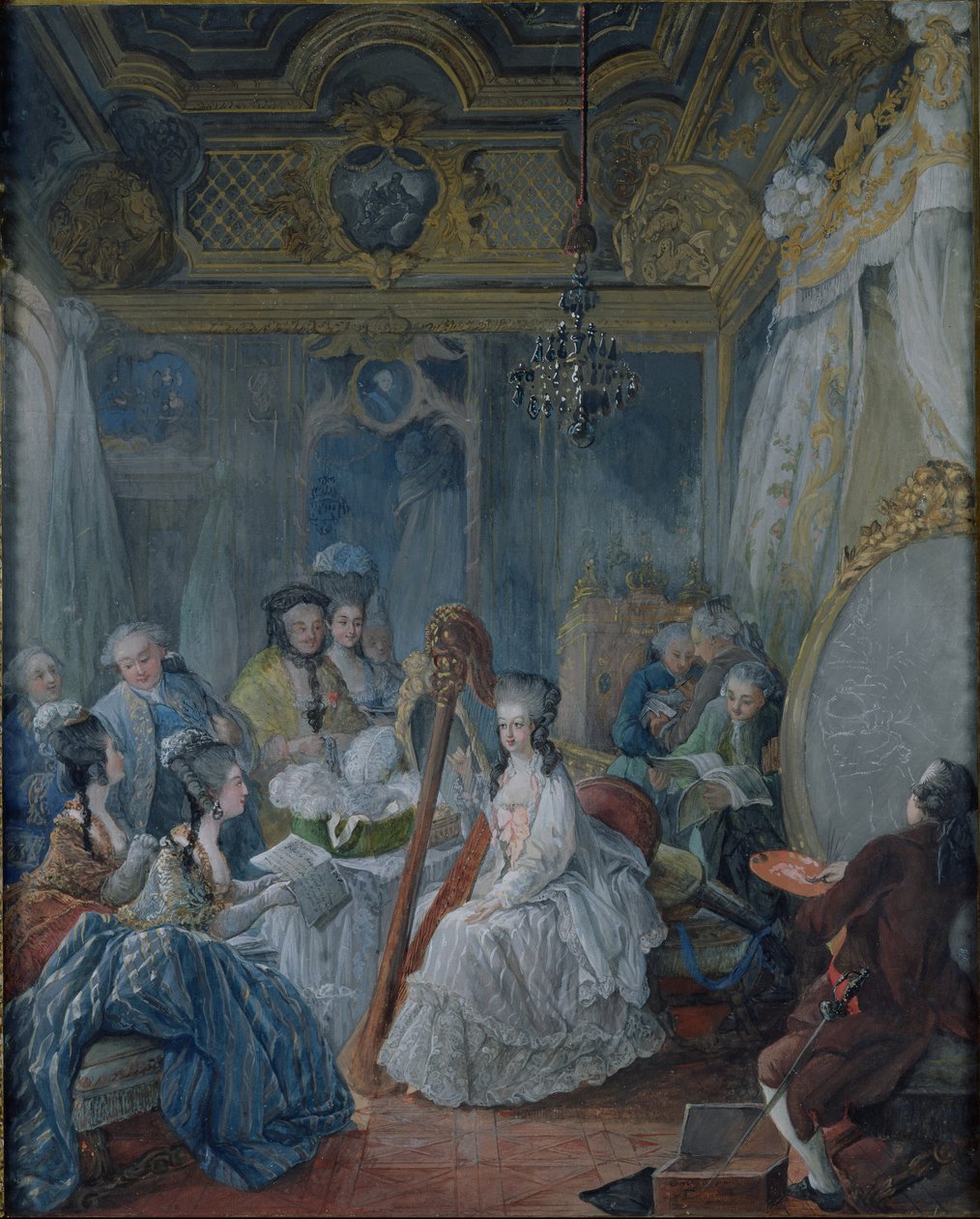 ماري أنطوانيت (1755-1793) في غرفتها في فرساي عام 1777 بواسطة جاك فابيان غوتييه أغوتي