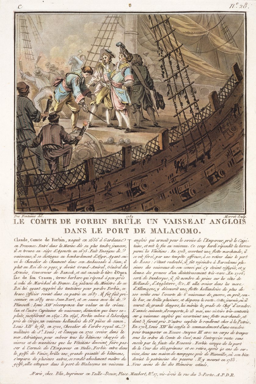 كلود ، كومت دي فوربين (1656-1733) ، منقوش بواسطة جان بابتيست موريت (fl.1790-1820) ، 1789 بواسطة جاك فرانسوا جوزيف سويباخ