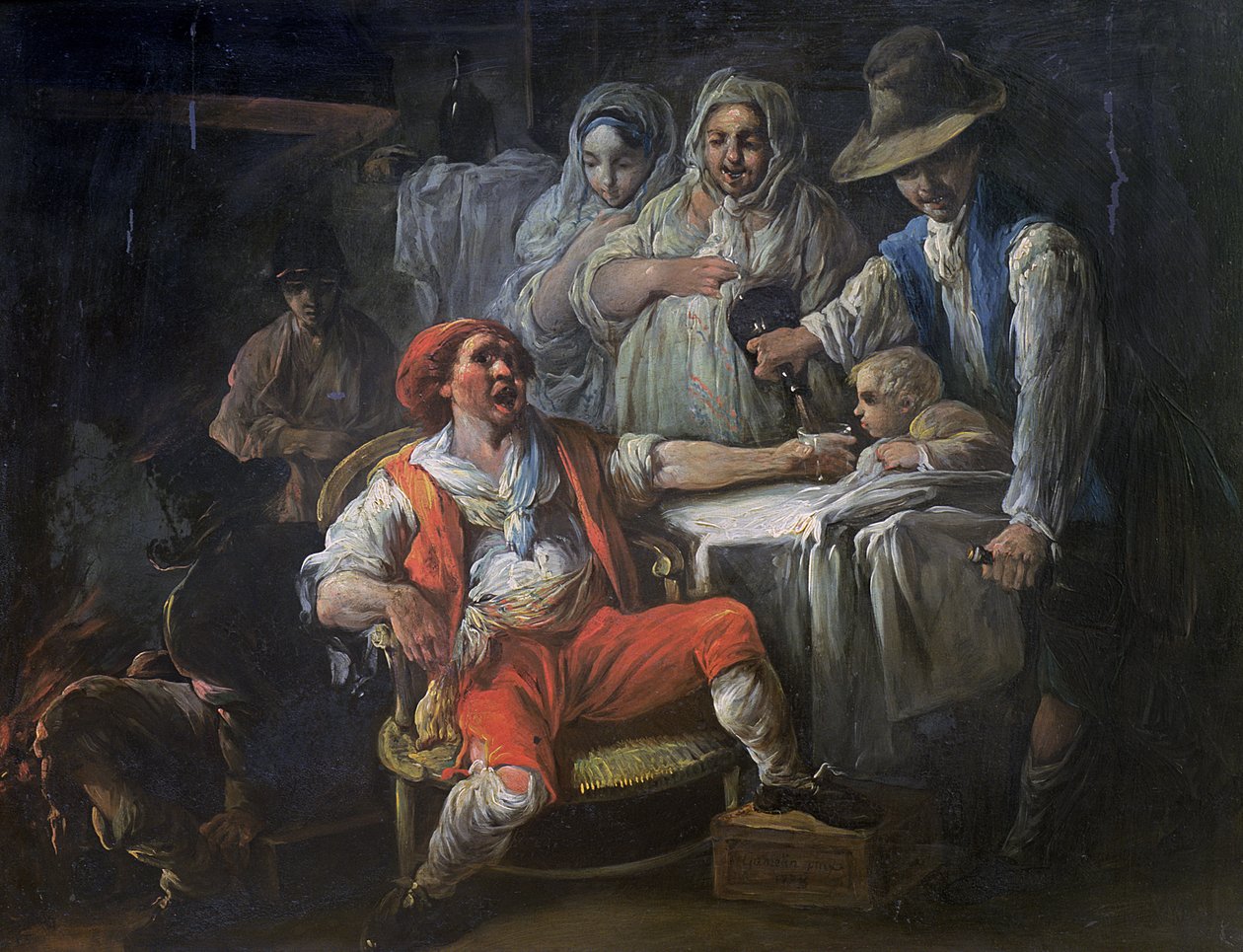 مشهد نوبات الشرب ، 1778 (زيت على لوح) بواسطة جاك جاميلين