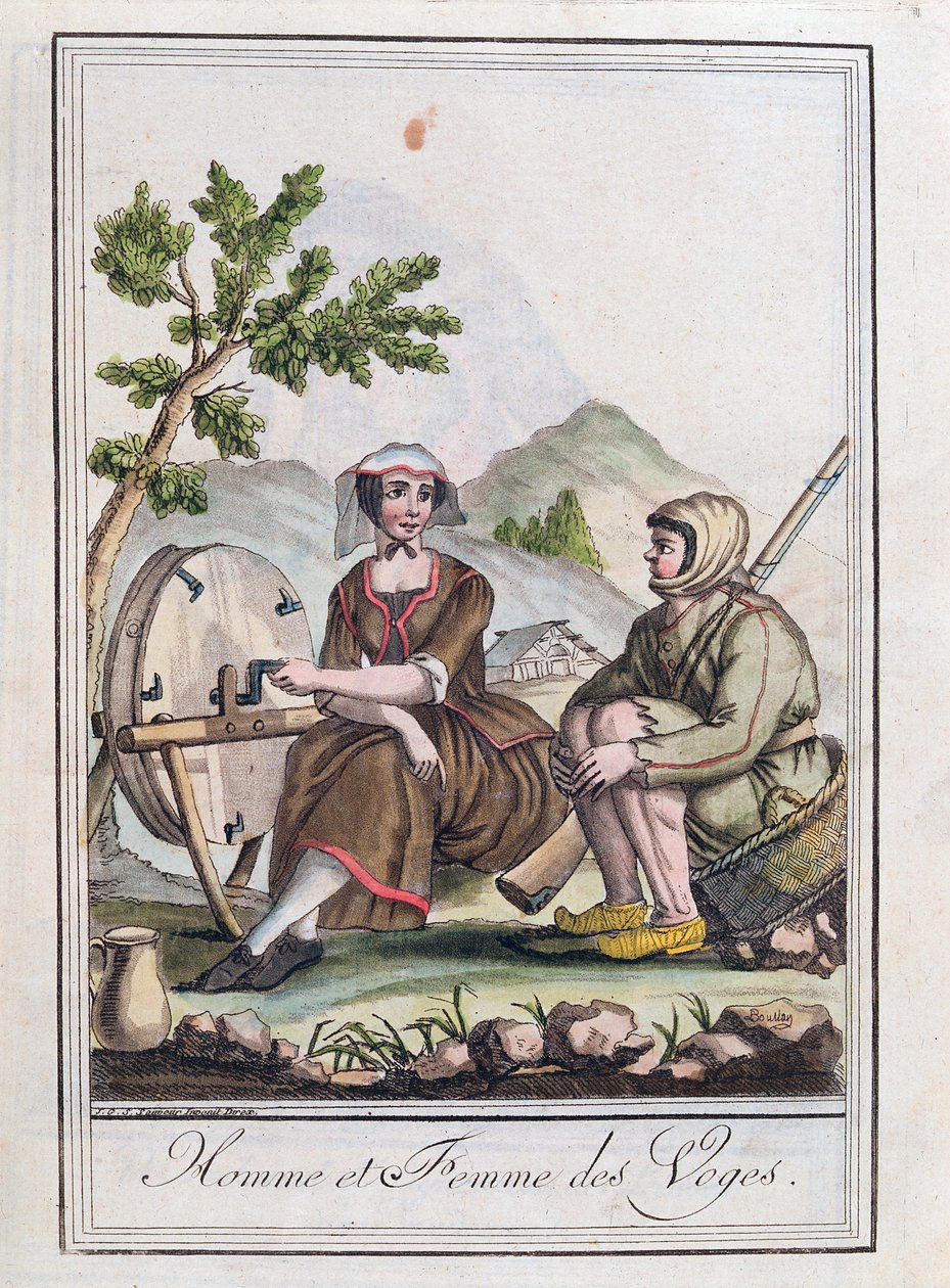 رجل وامرأة من الفوج ، من "موسوعة الرحلات" ، 1796 بواسطة جاك غراسيت دي سانت سوفير