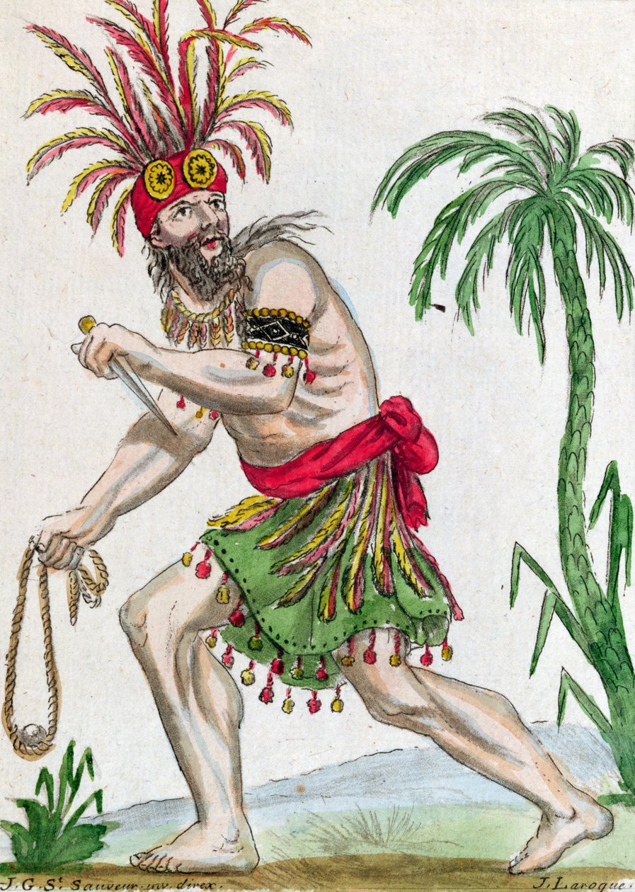 وحشية من جزر Marquesas ، من "Encylopedie des Voyages" ، نقشها J. Laroque ، 1796 بواسطة جاك غراسيت دي سانت سوفير