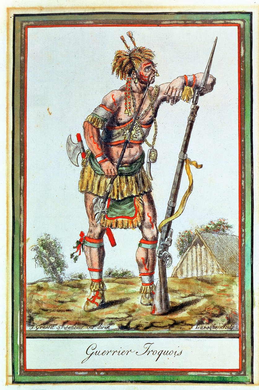 إيروكوا واريور ، من "Encyclopedie des Voyages" ، منقوش بواسطة J. Laroque ، 1796 بواسطة جاك غراسيت دي سانت سوفير