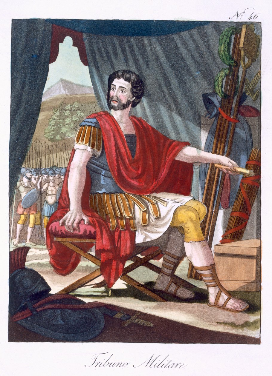 المنشور العسكري تريبيون ، رسم توضيحي من L&39;Antique Rome ، منقوش بواسطة Labrousse ، تم نشره عام 1796 بواسطة جاك غراسيت دي سانت سوفير