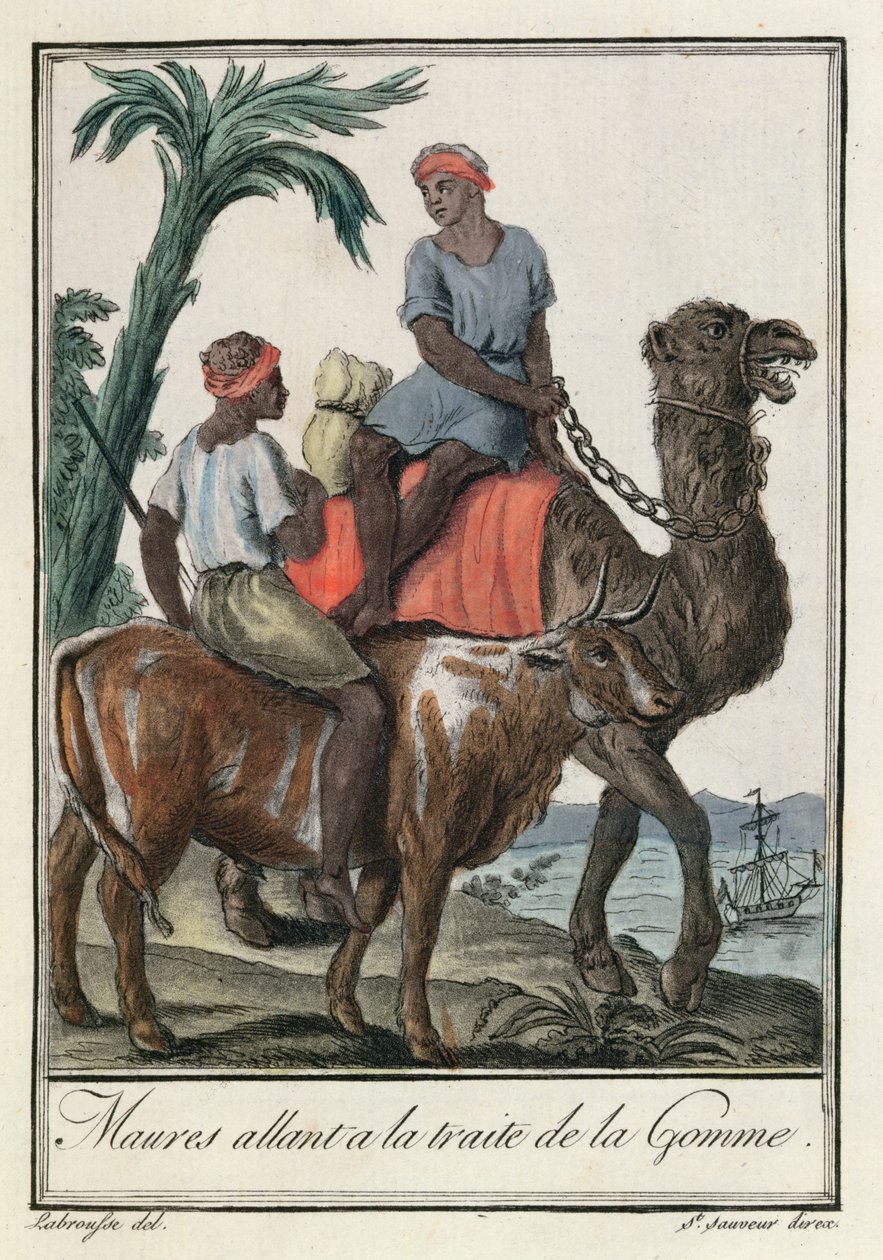 علكة الاتجار في موريس (موريتانيا أو سينيجامبيا) ، من "Costumes de Différents Pays" ، 1796 بواسطة جاك غراسيت دي سانت سوفير